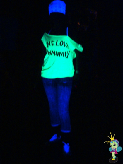 They had blacklights everywhere and luckily we had neon clothes!