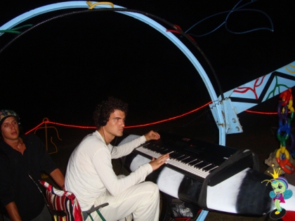 This guy played synth noises on a keyboard mounted to a surfboard