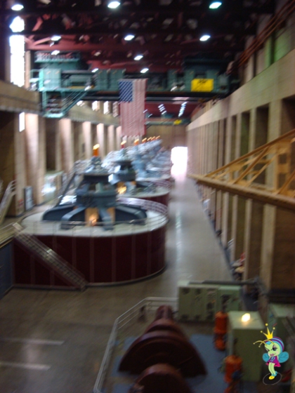 the turbine room creates electricity! (sorry for the blurry pic)